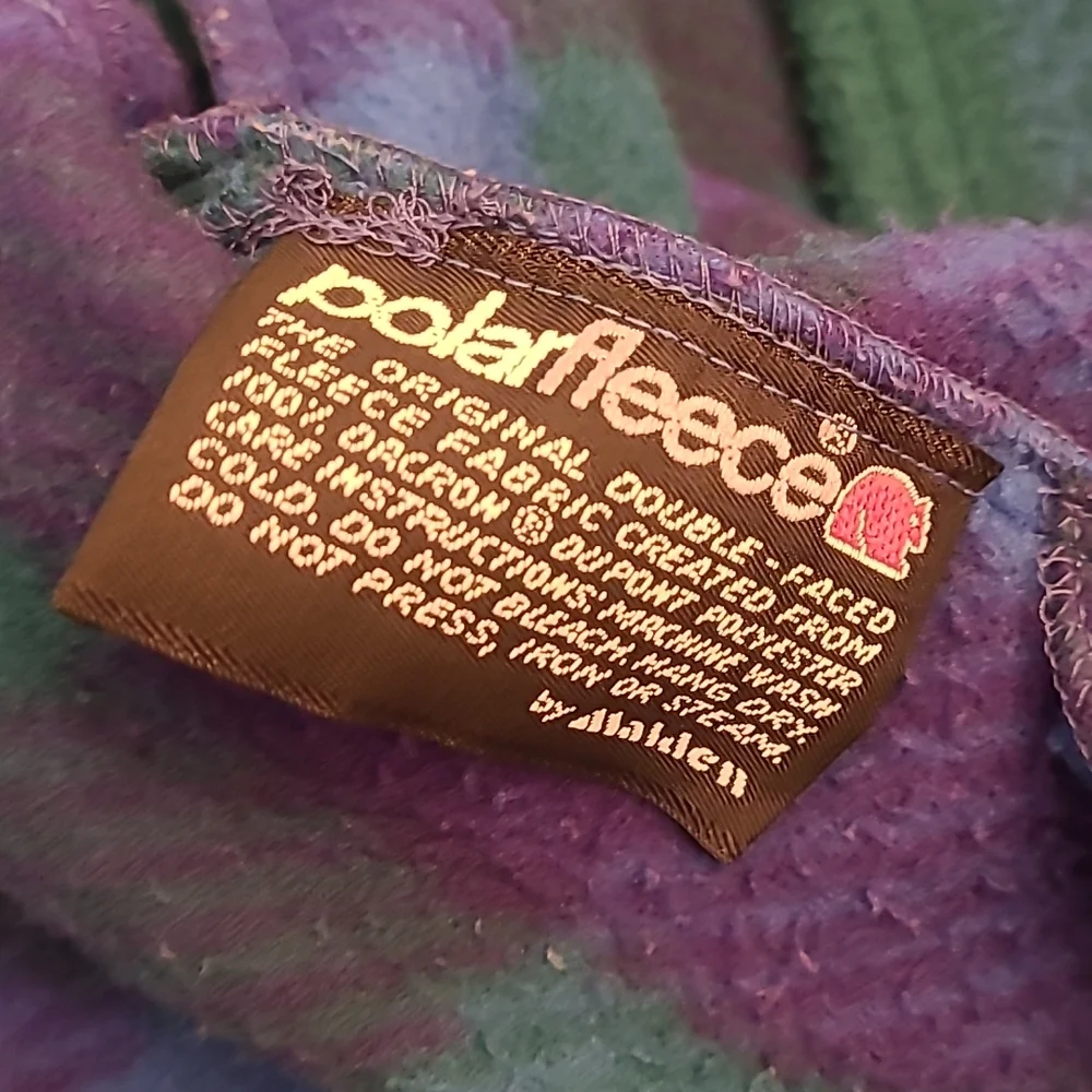 EUC VTG Aqua Sheen 100% Dacron Dupont Polyester Blue Purple and Green Plaid - Picture 7 of 11